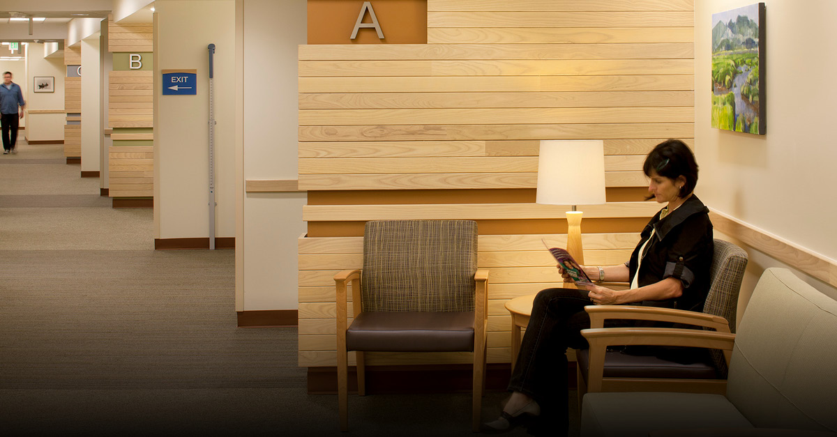 Woman sitting in waiting room