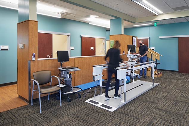 Woman performing physical therapy