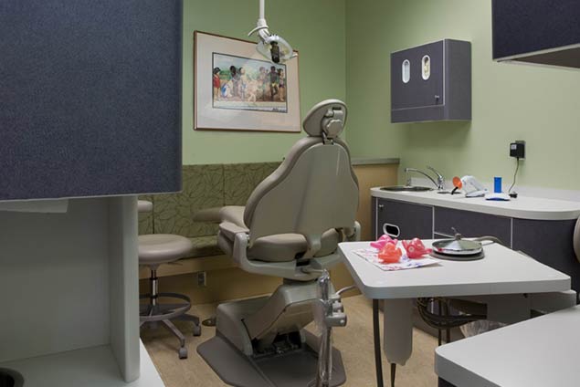 Dental chair inside patient room