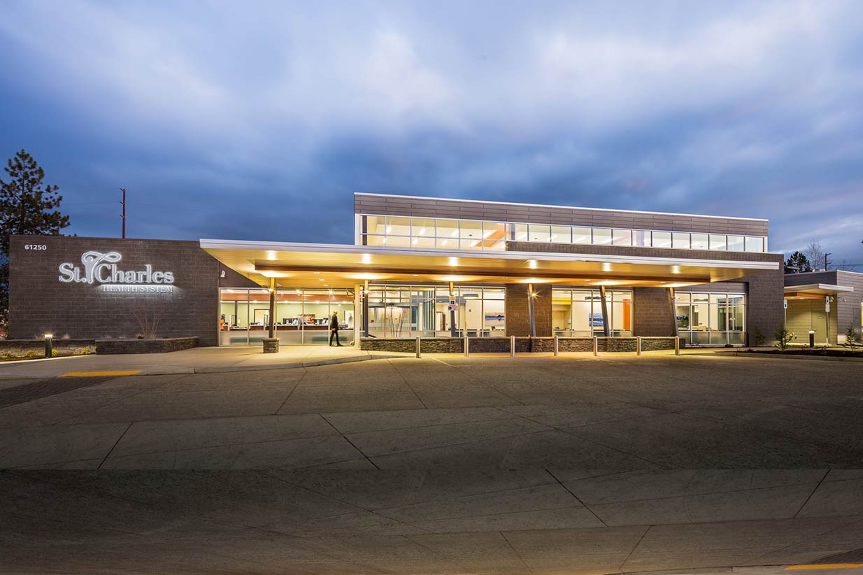 Evening exterior of building