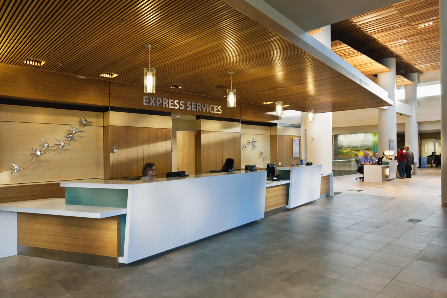 Reception desk in lobby